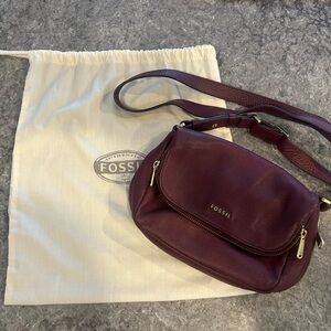 Fossil Plum Leather Crossbody Bag